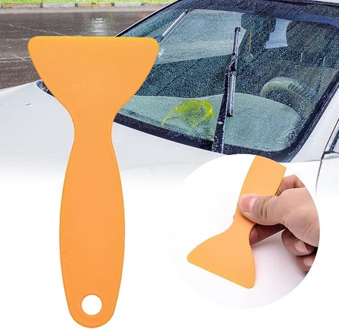 Plastic Car Vehicle Film Sticking Tool Auto Phone Sticker Multi Purpose Removing Scraper, Orange
