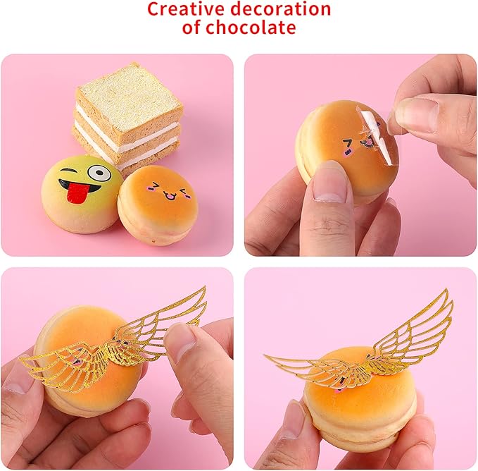 cobee Golden Wings Cake Toppers Golden Wings for Cake Decorating Birthday Party Wings Cup Cake Topper (Golden Wings B)
