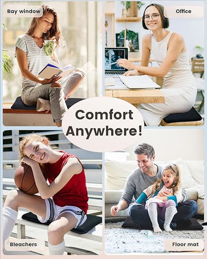 Portable Gel Seat Cushion, Up to 20.5" Foldable Travel Cushion for Home, Office Chair, Bleacher, Folding Egg Gel Cushion for Stadium, Travel, Camping, Seat Cushion for Pressure ReliefBlack