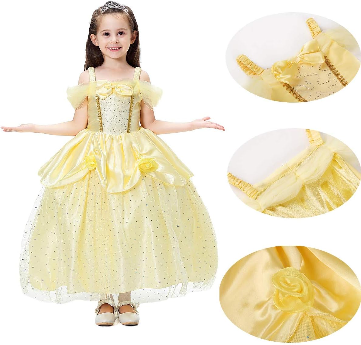 MYRISAM Girls Belle Princess Dress Beauty and the Beast Costume Halloween Carnival Cosplay Christmas Birthday Ball Gown