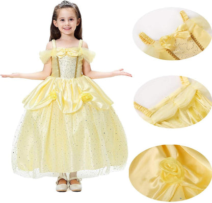 MYRISAM Girls Belle Princess Dress Beauty and the Beast Costume Halloween Carnival Cosplay Christmas Birthday Ball Gown