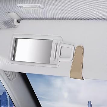 Sunglass Holder for Car Visor, Magnetic Leather Glasses Eyeglass Hanger Clip, ehicle Visor Accessories Glasses Protective Eyeglasses Mount with Hidden Magnetic Closure Fit Universal Car