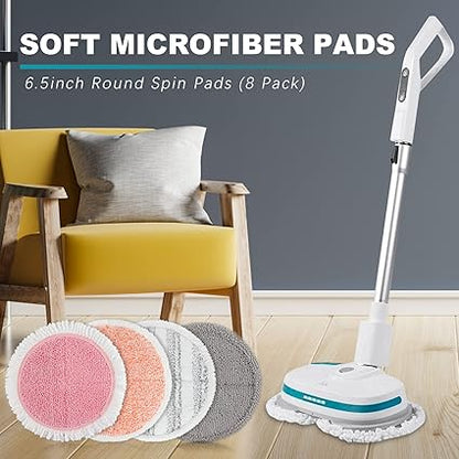 Electric Mop Pads 6.5 inch: G700  P700 Pink Spin Mop Replacement Pads Cordless Electric Mops for Floor Cleaning Scrubber Microfiber Round Scrub 8 Pack