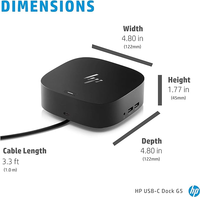 HP USB-C Dock G5-11-in-1 Adapter for Both USB-C and Thunderbolt-Enabled Laptops, PCs,  Notebooks - Single Cable for Charging, Networking, or Data Transfers - Great for Secure  Remote Management