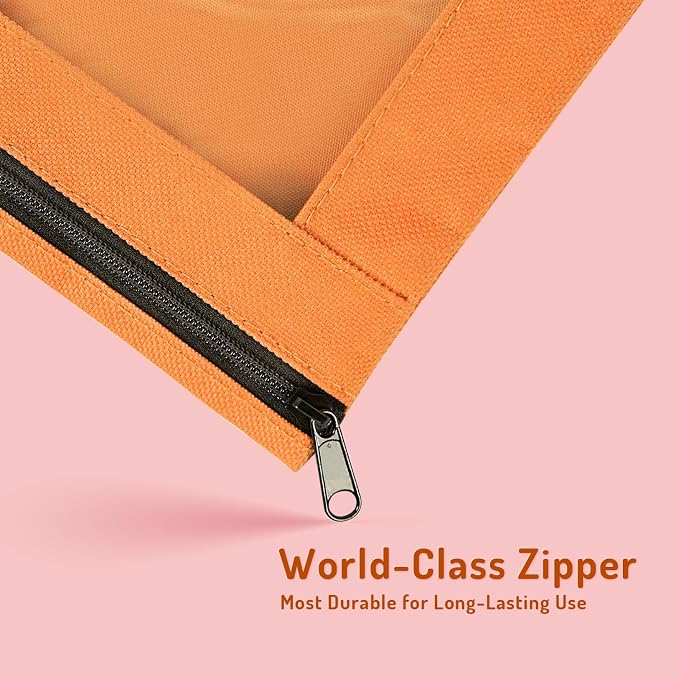 Forvencer Pencil Pouch for 3 Ring Binder, Large Pencil Case Pouch with 3 Reinforced Grommets, Pen Bag, Clear Window Pencil Case, Binder Accessories, Cherry Red