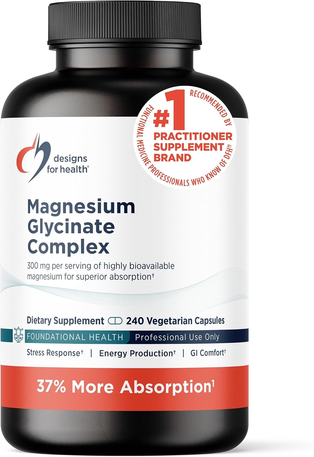 Designs for Health Magnesium Glycinate Complex - Chelated Magnesium Bisglycinate + High Absorption Magnesium for Calming & Sleep, Heart Health, Immune Support & Bone Strength - Vegan (240 Capsules)