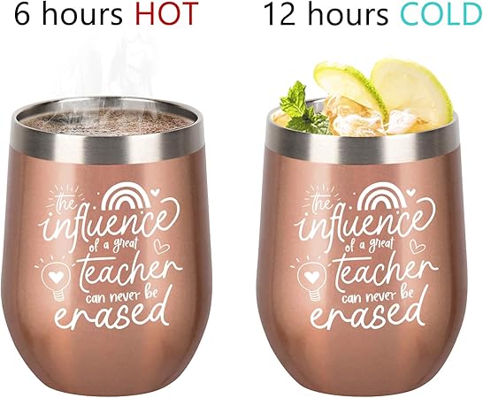 Teacher Appreciation Gifts Teacher Tumbler for Women Thank You Graduation Christmas Birthday Thanksgiving Gifts Stainless Steel Wine Tumbler Cup 12 oz