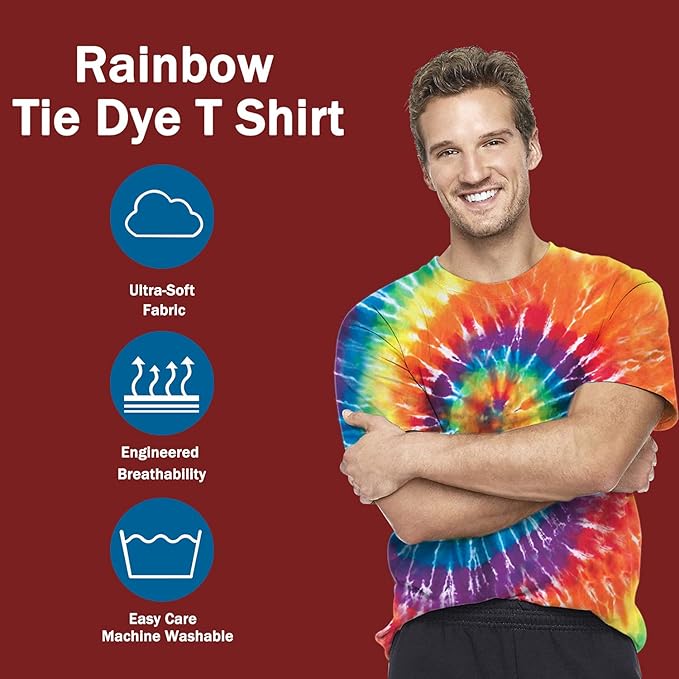 TieDye Shirts for Men Women, Short Sleeve Mens Tie Dye Shirts, Mens Women Rainbow Tie Dye T Shirts,Size:S-5XL