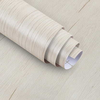 White Wood Grain Wallpaper, Peel and Stick Beige Faux Wood Texture Contact Paper 16"o118" Self Adhesive Modern Waterproof Removable Thick Vinyl Wrap for Countertops, Table, Drawer, Cabinet
