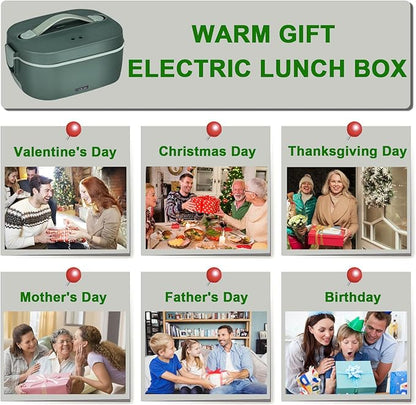 120W Electric Lunch Box Food Heater, 1.8L 5 IN 1 12V/24V/110V/220V/230V Heated Lunch Boxes For Adults/Work/Car/Truck/Home, Dual-Lid Portable Food Warmer Lunch Box With 0.45L Compartment