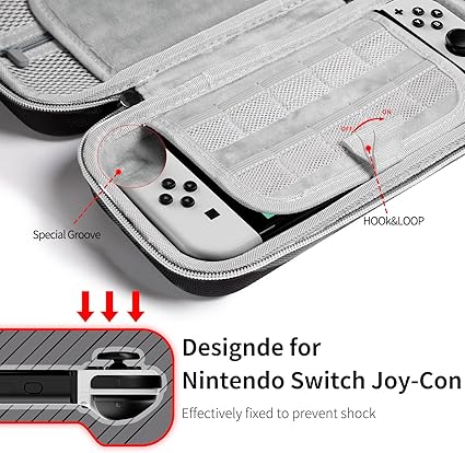 Benazcap Case Compatible with Nintendo Switch OLED Model 2021, 14 in 1, Accessories Kit with Carry Case, Clear Cover, Screen Protector, Silicone Skin for Joy-Con and Thumb Grip Caps, USB CableMore
