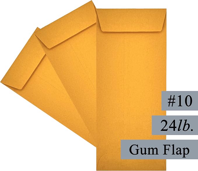 500 Cashier Depot - #10 Policy Envelopes, Open End, 4-1/8" x 9-1/2", Sturdy 24 lb. Brown Kraft Paper, Gum Flap, Business, Office & Document Organization, 500 Count