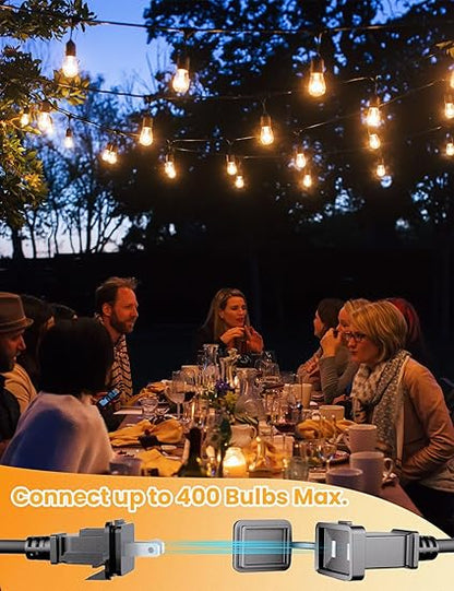 Svater Outdoor String Lights 150FT, E26 Socket, 48pcs S14 Shatterpoof Bulbs, 1 Watt Dimmable 2700K Warm White, IP65 Waterproof Commercial Grade Patio Lights(3 Pack X 50FT)
