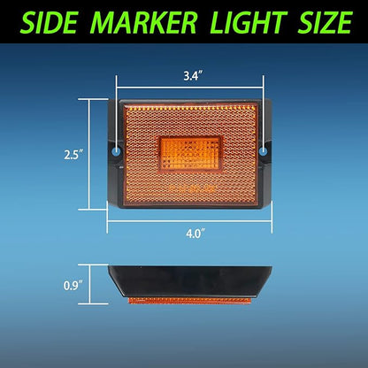 Led Trailer Marker Lights, Trailer Amber Side Marker Lights, Rectangular Light Reflectors For Trailers, Dot Approval Trailer Clearance Lights, Utility Trailer Running Lights, 2Pack