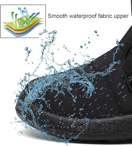 Hsyooes Womens Warm Fur Lined Winter Snow Boots Waterproof Ankle Boots Outdoor Booties Comfortable Shoes for Women