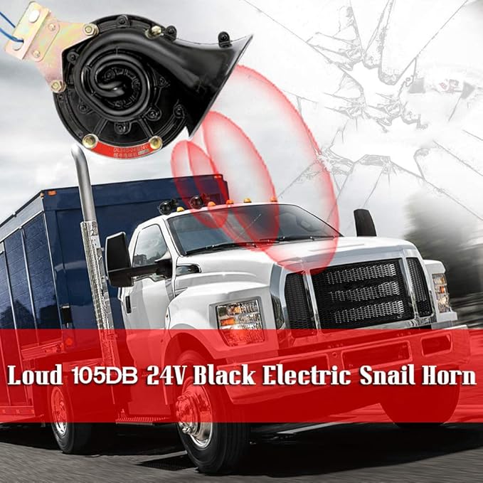 Air Horn Loud 105DB 12V24V Black Waterproof Electric Snail Horn Air Horn Raging Sound For Car Motorcycle Truck Boat