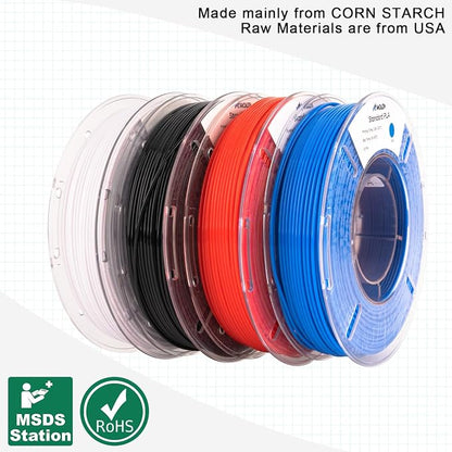 AMOLEN PLA 3D Printing Filament Bundle 1.75mm, Black White Red Blue 250g X 4 Spools Pack 3D Printier Filament, 1KG/2.2 lb in Total, Compatible with Most FDM Printer and 3D Pen