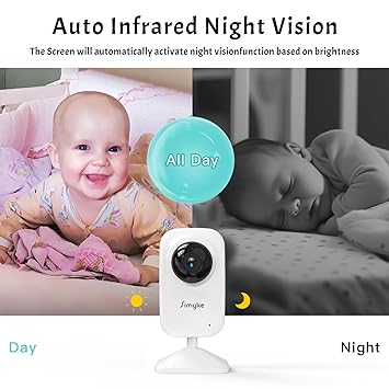 Video Baby Monitor Add-on Camera Compatible with BME28 Baby Monitor,Night Vision,1200ft Long Range,2 Way Talk,Auto Night Vision,App or Add Display Control,5 Lullabies Feeding Remind,Home Use