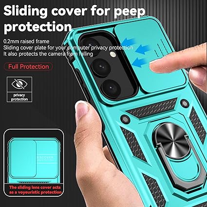 for Samsung Galaxy S25 Plus Case with Slide Camera Cover HD Screen Protector Military Grade Drop Tested Magnetic Ring Holder Kickstand Protective Phone Case for Samsung Galaxy S25 Plus 2025, Mint