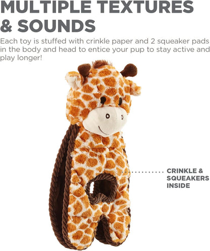 Outward Hound by Charming Pet Cuddle Tugs Giraffe Plush Squeaky Dog Toy