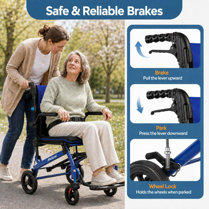 Medorol Lightweight Foldable Transport Wheelchair