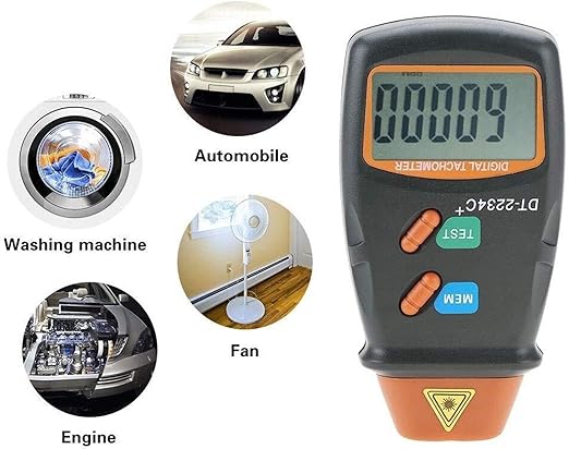 Digital Non-Contact Tachometer,DT-2234C RPM Tach Tester Meter 2.5-99,999RPM Auto Range Motor Digital Photo Tachometer,LCD ABS,Per Car,Wheels, Lathe, Electrical Fan,Paper Making