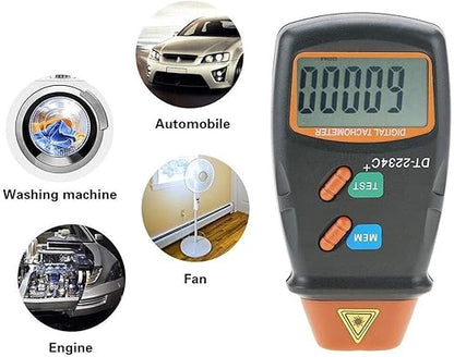 Digital Non-Contact Tachometer,DT-2234C RPM Tach Tester Meter 2.5-99,999RPM Auto Range Motor Digital Photo Tachometer,LCD ABS,Per Car,Wheels, Lathe, Electrical Fan,Paper Making