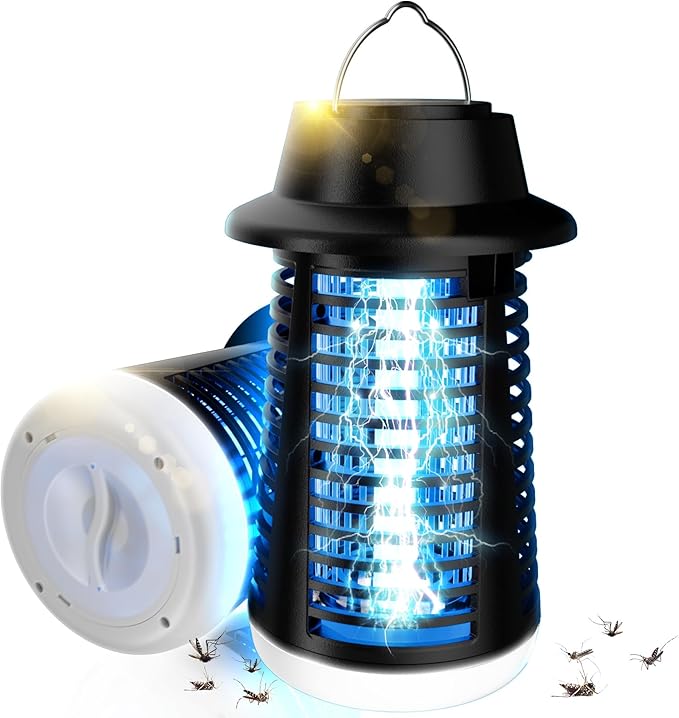 Bug Zapper Outdoor Indoor, Mosquito Zapper, Fly Trap, Waterproof Insect Killer, 3800V Electric Fly Zapper for Home, Patio, Camping, Kitchen