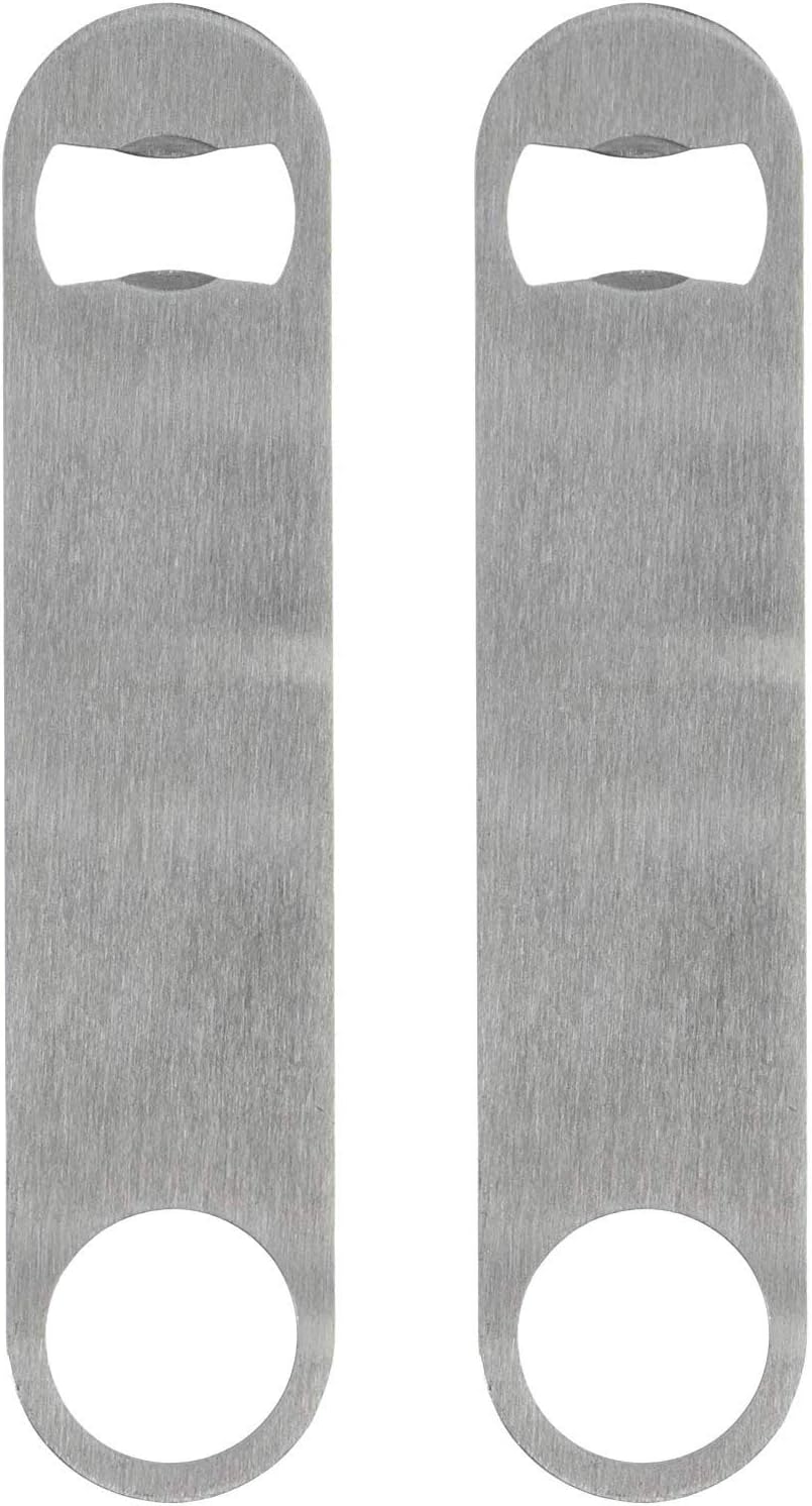 KISEER Heavy Duty Stainless Steel Flat Bottle Opener, 2 Pack Beer Bottle Opener for Kitchen, Bar or Restaurant (Cosmetic Scratches)