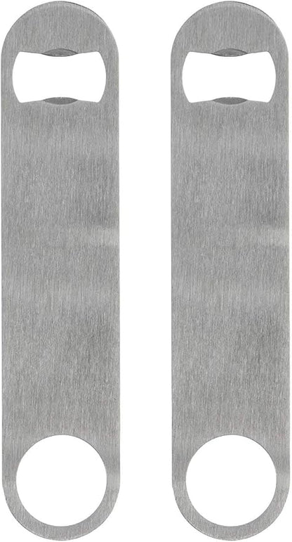 KISEER Heavy Duty Stainless Steel Flat Bottle Opener, 2 Pack Beer Bottle Opener for Kitchen, Bar or Restaurant (Cosmetic Scratches)