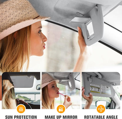 Left Driver Side Sun Visor Gray Without Sunroof for Toyota Camry 2007 2008 2009 2010 2011, Replace for 74320-06780-B0, 74320-33B81-B0