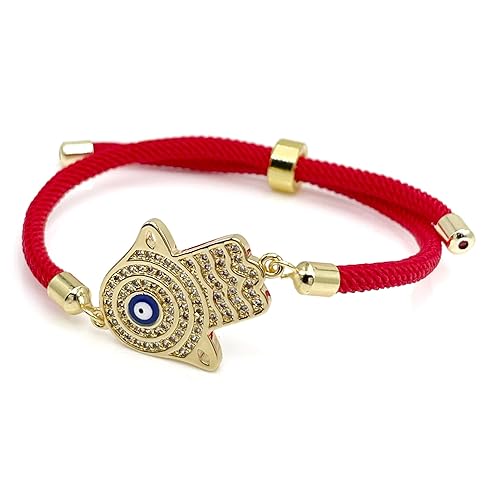 Hamsa Hand Evil Eye Kabalah Good Luck Red Cord Adjustable Protection Bracelet for Women Bat Mitzvah Jewish Israeli Best Gift for Her