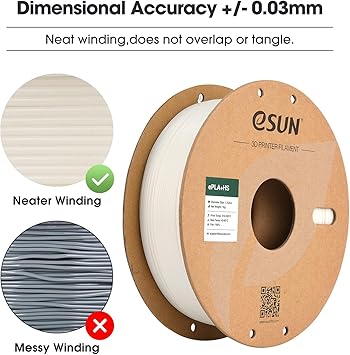 eSUN High Speed PLA Filament 1.75mm, 3D Printer Filament Speedy PLA Plus for Fast Printing, Dimensional Accuracy - 0.03mm, 1KG Cardboard Spool (2.2 LBS) 3D Printing Filament for 3D Printers, White