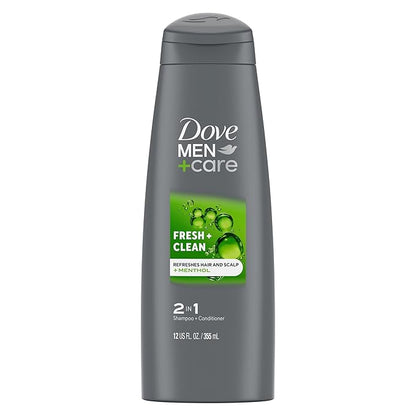 Dove MenCare Fortifying 2 in 1 Shampoo and Conditioner for Normal to Oily Hair Fresh and Clean with Caffeine Helps Strengthen and Nourish Hair 12 oz