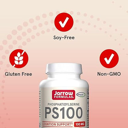 Jarrow Formulas PS100 Phosphatidylserine 100 mg, Dietary Supplement for Brain Health and Cognition Support, 60 Softgels, 20-60 Day Supply