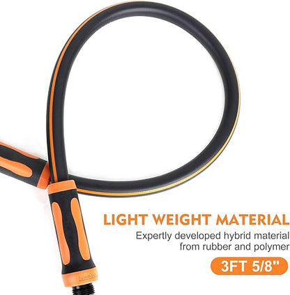 Lead-In Short Garden Hose 3ft x 5/8", Heavy Duty, Flexible, Lightweight, Kink Resistant Water Hose with Swivel Grip Handle, Male to Female Crush Resistant Aluminum Fittings