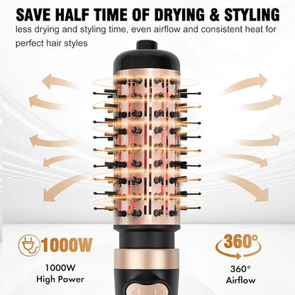 DAILYLIFE Rotating Hair Dryer Brush, Hot Air Brush (1.5"), Spinning Blow Dryer Brush with Ceramic Coating  Ionic Technology