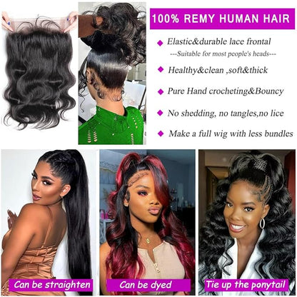 18 Inch 360 Lace Frontal Closure Body Wave Ear To Ear Frontal HD Lace 100 Remy Human Hair 360 Swiss Lace Frontal 150 Density Natural Color