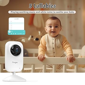 Video Baby Monitor Add-on Camera Compatible with BME28 Baby Monitor,Night Vision,1200ft Long Range,2 Way Talk,Auto Night Vision,App or Add Display Control,5 Lullabies Feeding Remind,Home Use