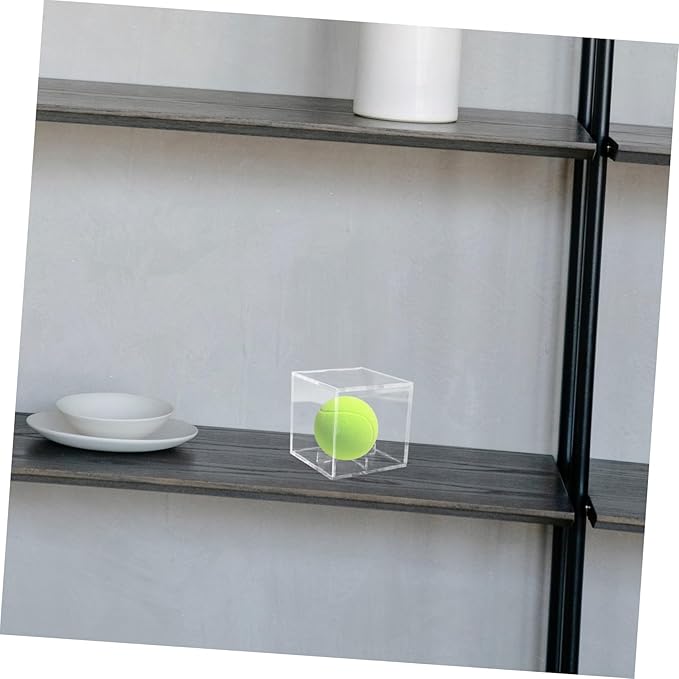 Toyvian Baseball Display Box Transparent Acrylic Baseball Holder for Memorabilia Elegant Cube Design for Home and Office Decoration Durable Protection and Clear Visibility