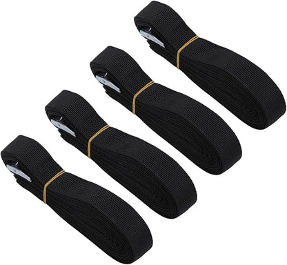 Luggage Tie Down Strap Heavy Duty Flexible Secure Hold 4 Suitcase Straps Quick Release Buckles for Camping (Black)