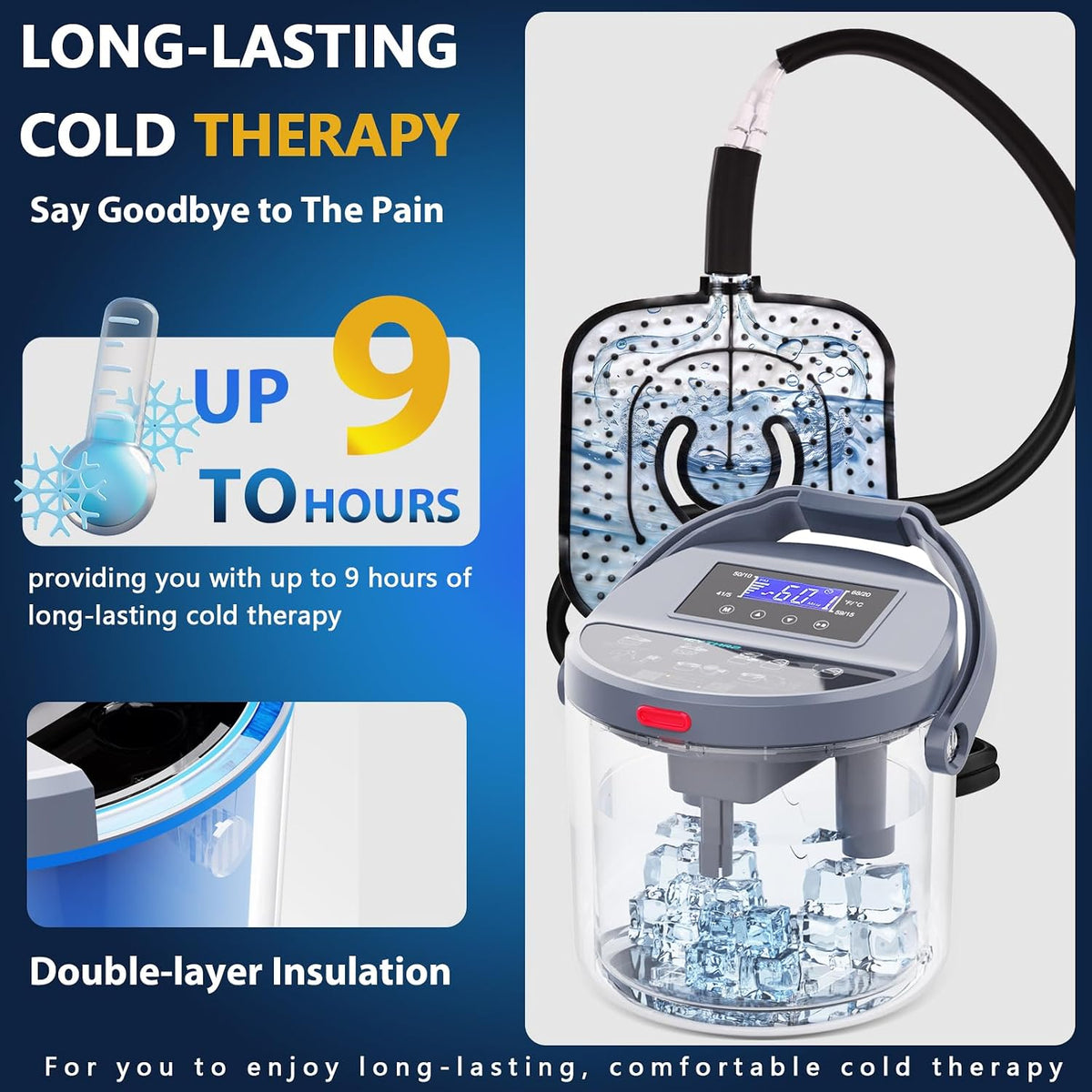 Cold Therapy Machine with Programmable Timer, Ice-Machine-for-Knee-After-Surgery, Knee Replacement Recovery Equipment, Cryotherapy Pain Relief w/Compression Pad for Shoulder, Ankle (Dark Grey) Model No. UP-06