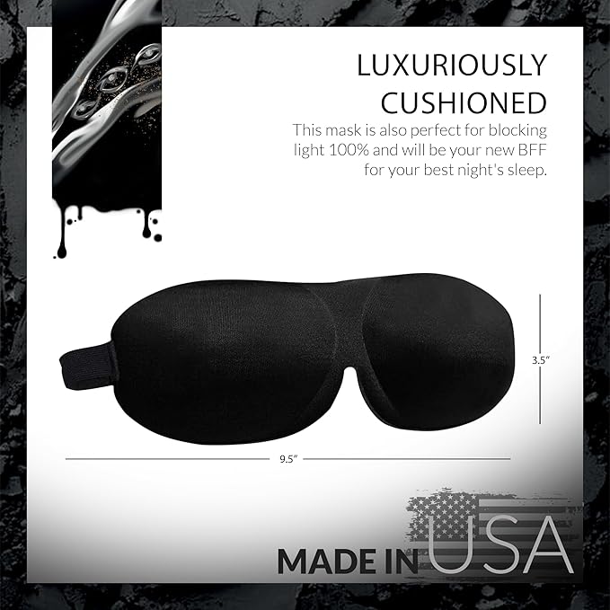 Lash Affair 3D Eye Mask for Sleeping Eyelash Extensions, Lash Protector Cupped Molded Night Sleep Mask, Contoured Mask Eye Cover, Comfortable and Lightweight, Jet Black