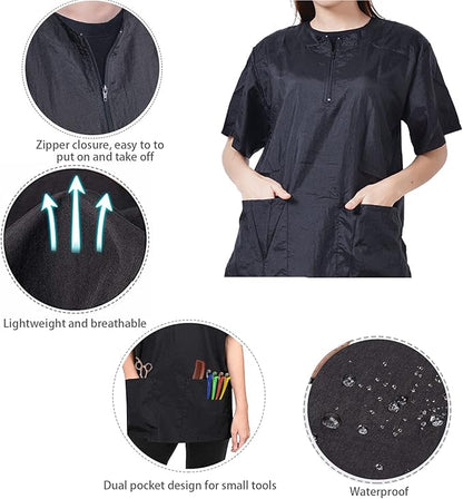 Gliitatu Dog Grooming Smock Barber Jackets for Women Men Professional Pet Groomer Smock Cosmetologist Barber Smock (M)