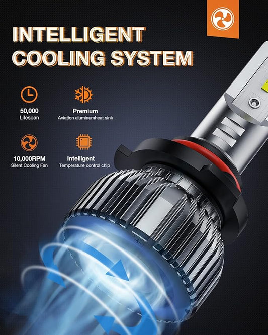 Nilight 9005HB3 H11H9H8 LED Bulbs, High and Low Beam Fog Ligh Bulbs Combo, 6000K Cool White IP67, Plug and Play, 4-Pack