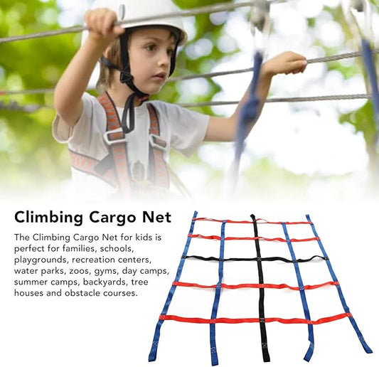 3-color climbing net for children, 661 pounds, 6.1 x 4.8 feet load, outdoor polyester climbing cargo net