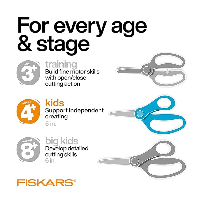 Fiskars - 5-inch blunt tip scissors for children aged 4 to 7 years, for school or crafts, back-to-school supplies, blue color
