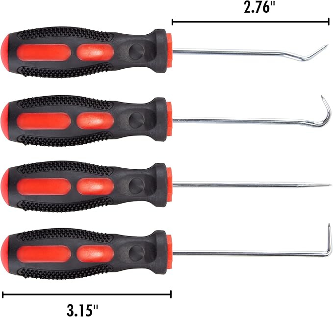 CARTMAN Precision 4 Piece Pick and Hook Set, Car Auto Oil Seal, O-Ring Seal Gasket, Pick Hook Puller Remover