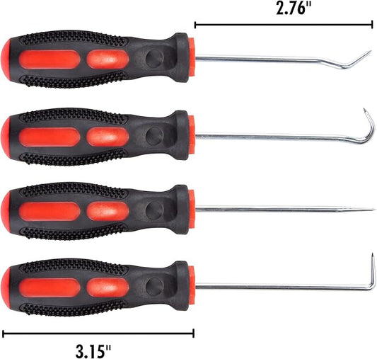 CARTMAN Precision 4 Piece Pick and Hook Set, Car Auto Oil Seal, O-Ring Seal Gasket, Pick Hook Puller Remover
