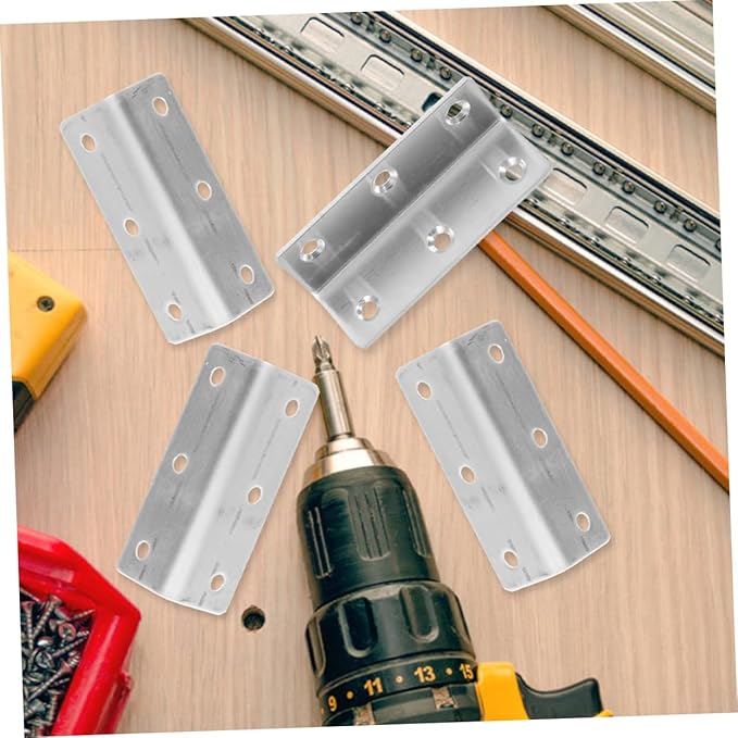 Homoyoyo 6pcs Stainless Steel Corner Brackets Furniture Corner Joints Brackets for Wood Shelves Braces for Cabinets
